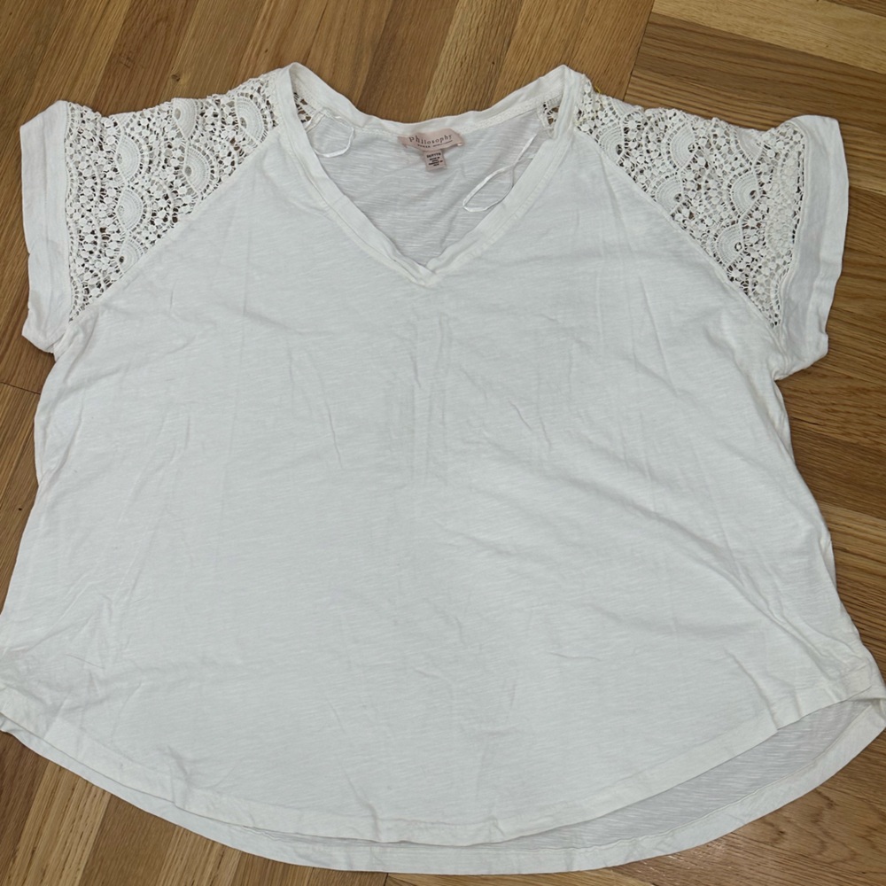 Philosophy White Lace Sleeve Women's Top fairy feminine